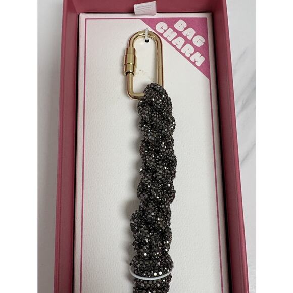 Rush by Denis & Charles Beaded Tassel Bag Charm Black Crystal Rope Gold Clip - Picture 2 of 4